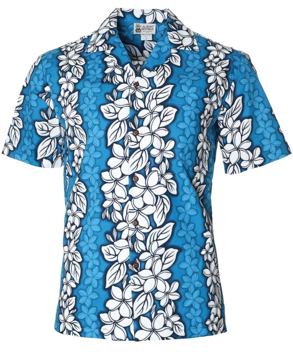 Harmony Panel Hawaiian Shirt Light Blue