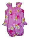 Yellow Plumeria Flower Baby Clothes Capri Set Pink
