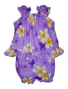 Yellow Plumeria Flower Baby Clothes Capri Set Purple
