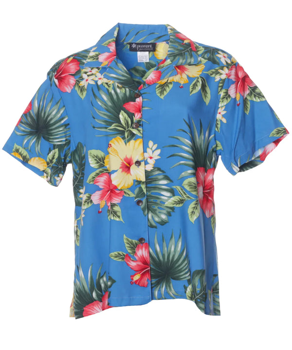 Women's Camp Hawaiian Shirt Lihue Hibiscus