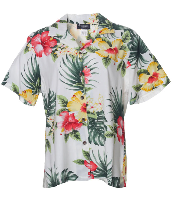 Women's Camp Hawaiian Shirt Lihue Hibiscus
