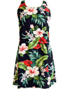 Hawaiian Dress A-Line Back Cutout Ilikai Bouquet Black