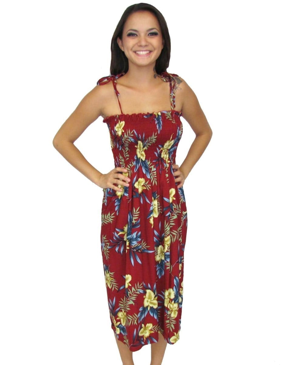 Hawaiian Dress Smock Top Okalani Red Hawaiian Dress Smock Top Okalani Red