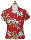 Hawaiian Fitted Shirt for Women Pali Orchid Red