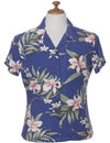 Hawaiian Fitted Shirt for Women Pali Orchid Blue