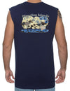 Hawaiian Islands Map Muscle Tee Navy