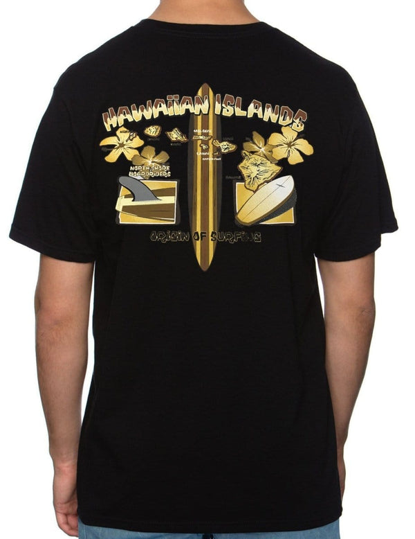 Hawaiian Islands Origin of Surfing T-Shirt Black
