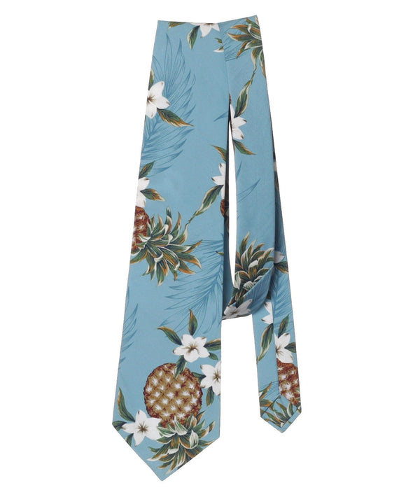 Necktie Hawaiian Design Sunny Pineapples Light Blue