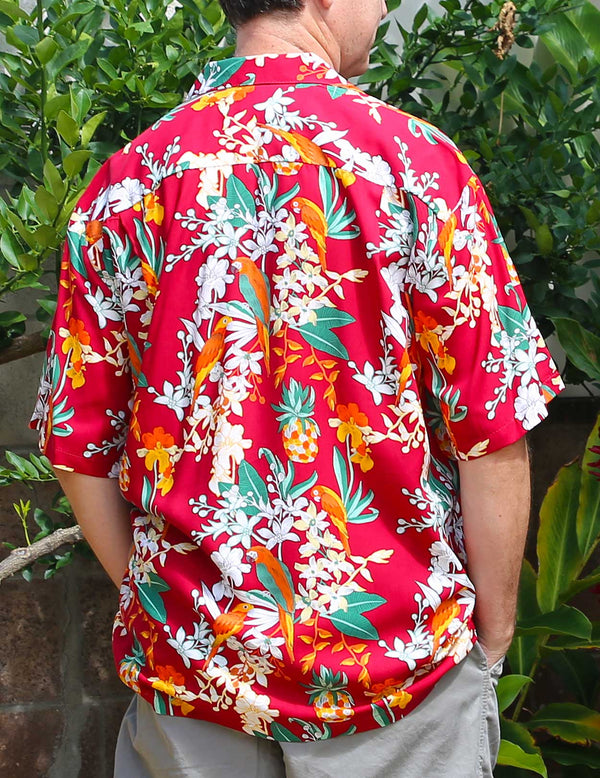 Parrots Vacation Aloha Shirt Red