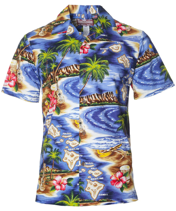 Hawaii Polynesian Aloha Shirt Navy