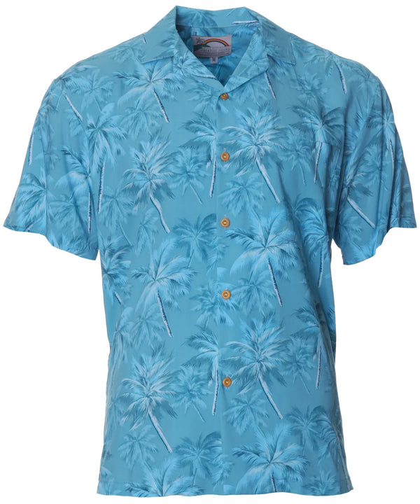 Palm Escape Hawaiian Shirt Aqua