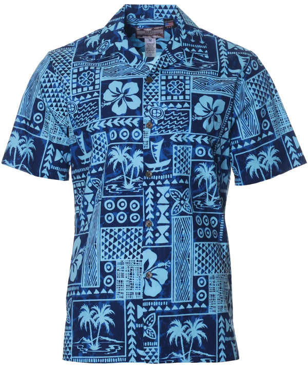 Island Heritage Tribal Hawaiian Shirt Navy