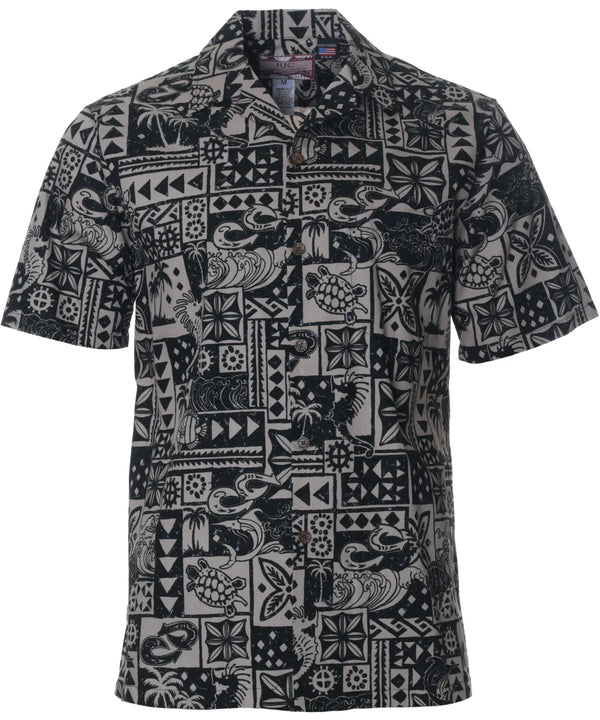 Tribal Treasures Aloha Shirt Black