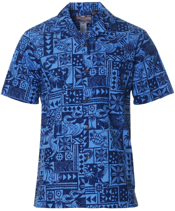 Tribal Treasures Aloha Shirt Navy