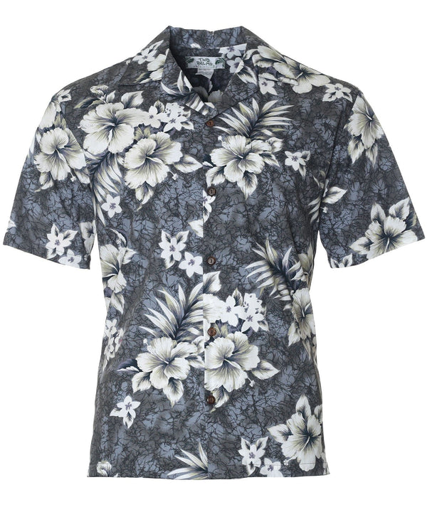 Hawaiian Gray Shirt Crack Hibiscus Grey