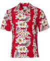 Cotton Hawaii Aloha Shirt Pacific Panel Red