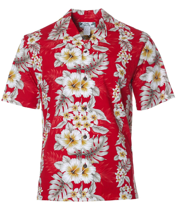 Cotton Hawaii Aloha Shirt Pacific Panel Red