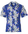 Hawaiian Shirt Plumeria Land Blue Two Palms