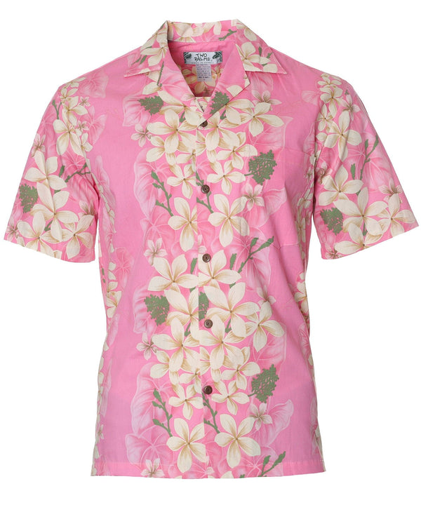 Hawaiian Shirt Plumeria Land Pink Two Palms