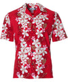 Hawaiian Shirt Plumeria Land Red Two Palms