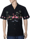 Hawaiian Shirt Chest Border Flamingo Oasis Black