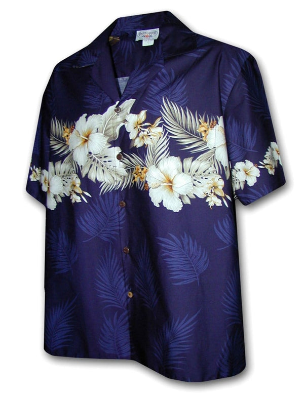 Hawaiian Shirt Hibiscus Band Maika Navy