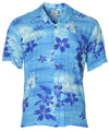 Hawaiian Shirt in Rayon Resort Moonlight Scenic Blue Two Palms