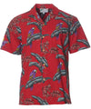 Jungle Bird Parrots Red Cotton Aloha Shirt Magnum PI