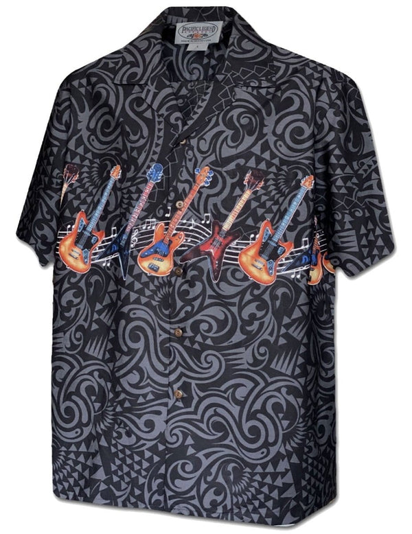 Hawaiian Shirt Polynesian Electric Guitars Black