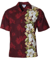 Hawaiian Shirt Side Band Design White Hibiscus Maroon