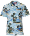 Ancient Sailing Aloha Shirt Light Blue