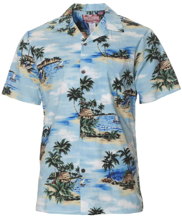 Ancient Sailing Aloha Shirt Light Blue