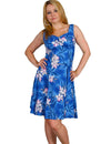 Short Sundress Hawaiian Midnight Orchid Blue