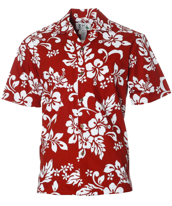 Island Hibiscus Aloha Shirt Red