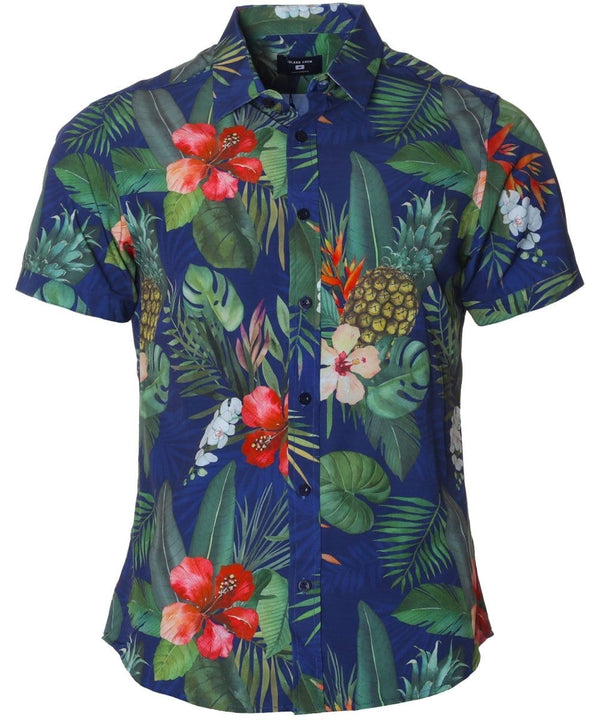Hibiscus Accent Aloha Shirt Navy