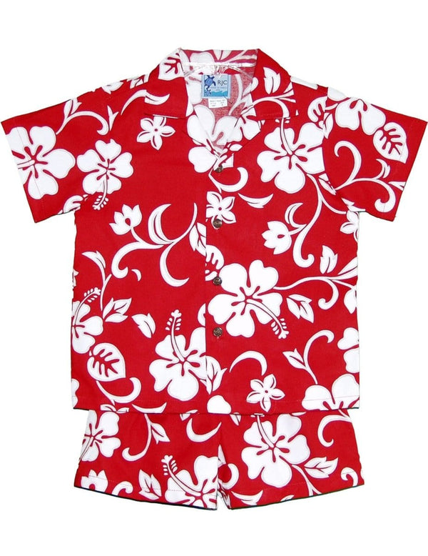 Hibiscus Kaneohe Toddler Boy's Clothes Set Red
