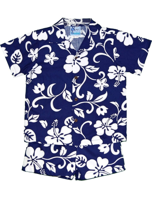 Hibiscus Kaneohe Toddler Boy's Clothes Set Royal