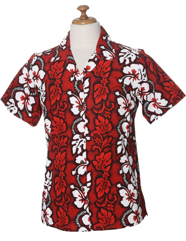 Hibiscus Leis Camp Hawaiian Shirt for Women Red KY