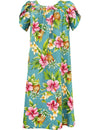 Hibiscus Pineapples Valley Pull Over Short Muumuu Dress Slate