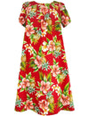 Hibiscus Pineapples Valley Pull Over Short Muumuu Dress Red