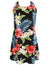 Hibiscus Short Hawaiian A-Line Dress Back Cutout with Tie Black