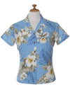 Hibiscus Trend Fitted Women's Blouse Light Blue Two Palms