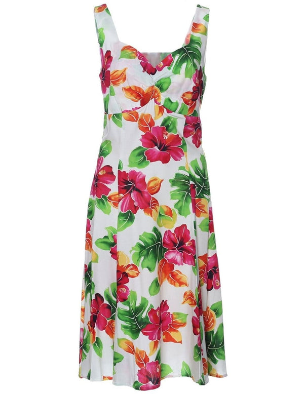 Hibiscus Watercolor Short Hawaiian Sundress White