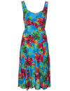 Hibiscus Watercolor Short Hawaiian Sundress Blue