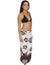 White-Brown Sarong Pareo Beach Cover-Up Hibiscus