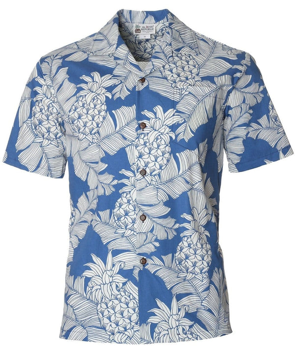 Hidden Pineapples Aloha Shirt Denim