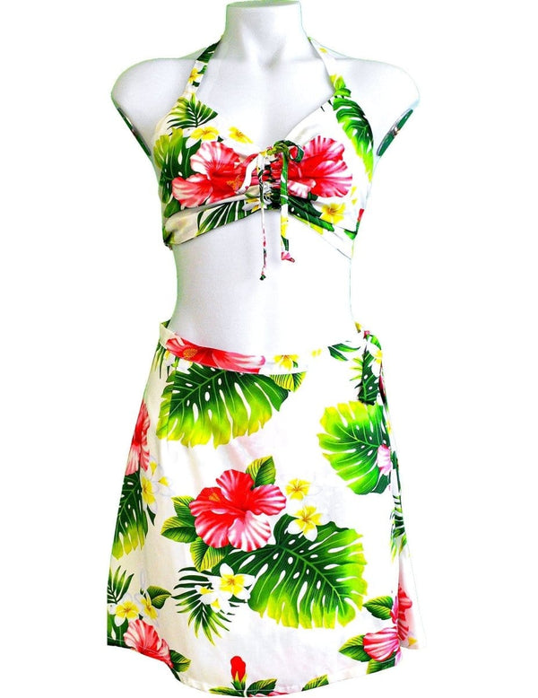 Hoku Halter Top & Wrap Skirt 2-Piece Women Set White Fits XS to XL (2-16)