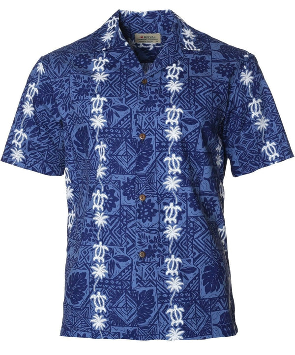 Honu and Palms Aloha Shirt Navy