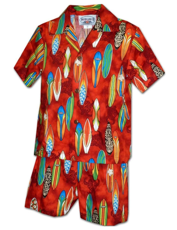 Honu Little Surfer 2 Piece Set Toddler Boys Red Pacific Legend