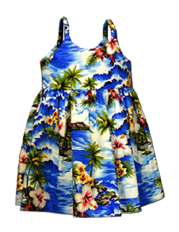 Hookipa Hibiscus Girls Flower Sundress Blue